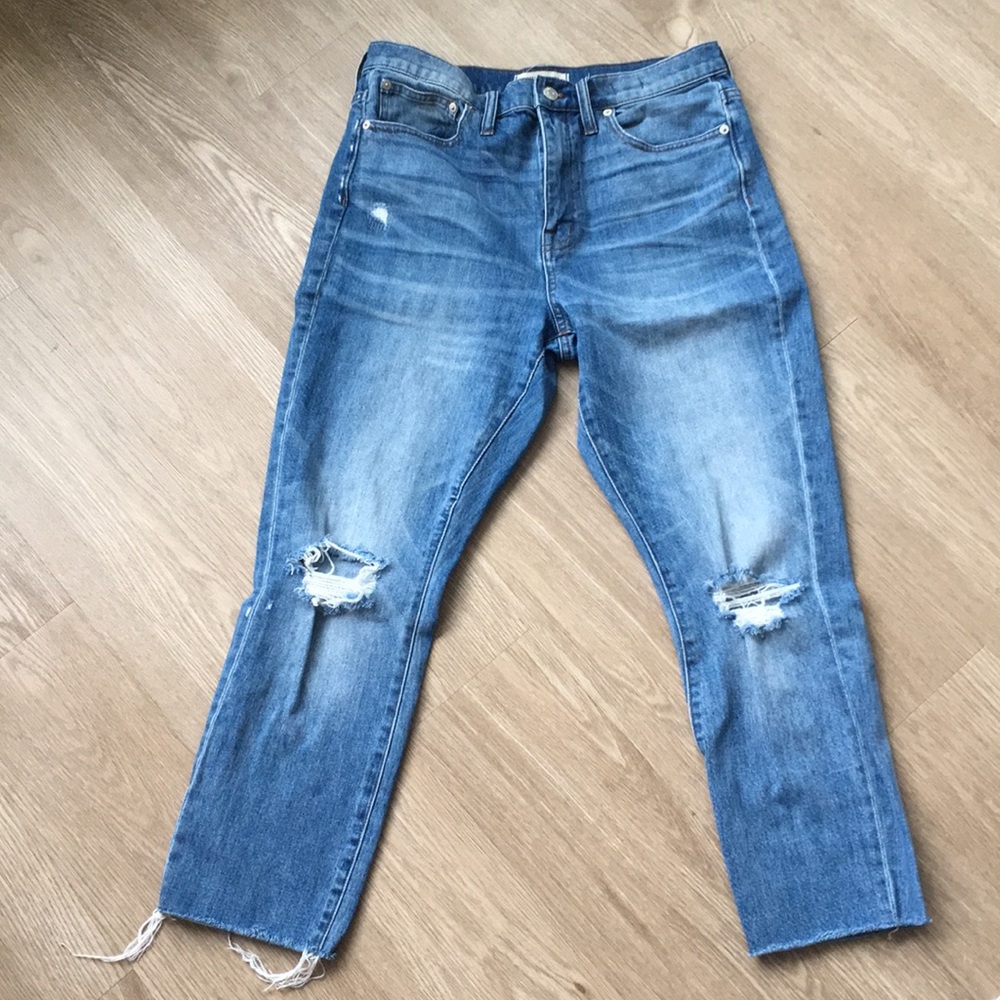 Madewell high rise slim boy jean ripped